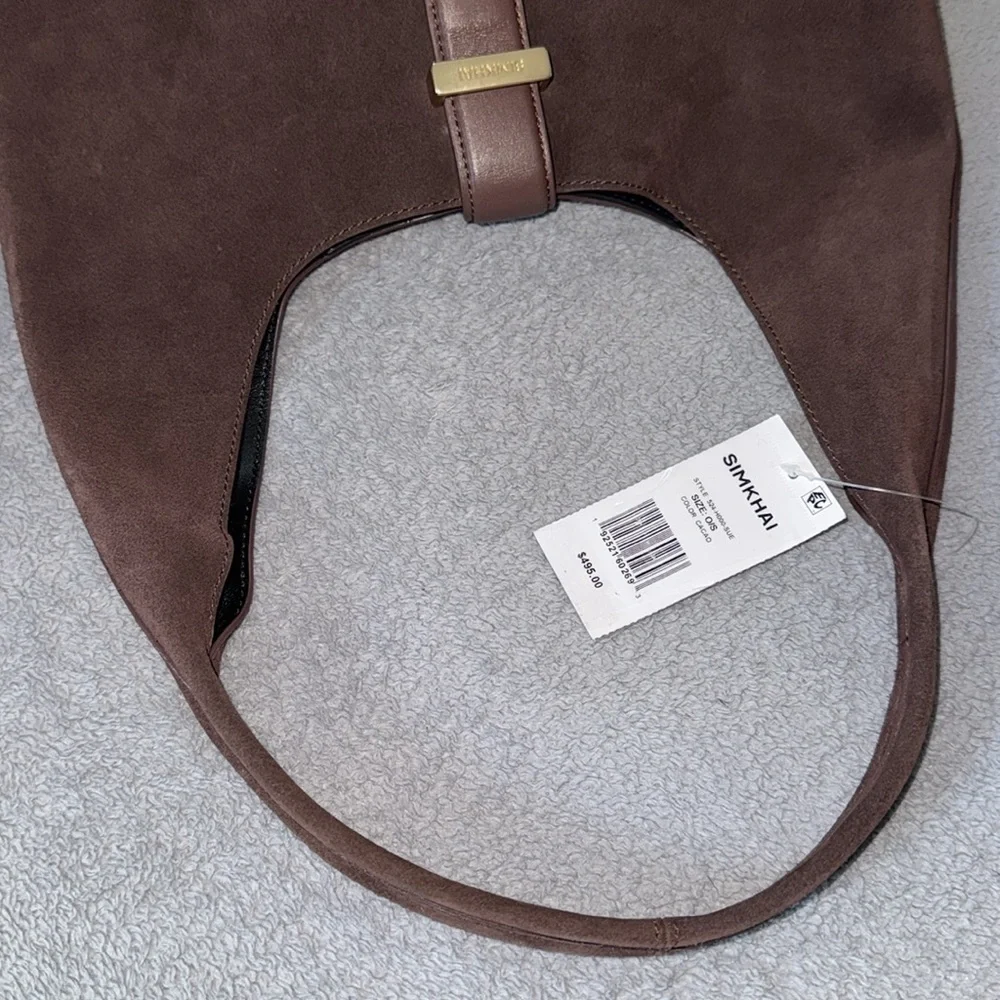SIMKHAI Khai Suede Hobo Shoulder Bag in Cacao - Picture 12 of 17